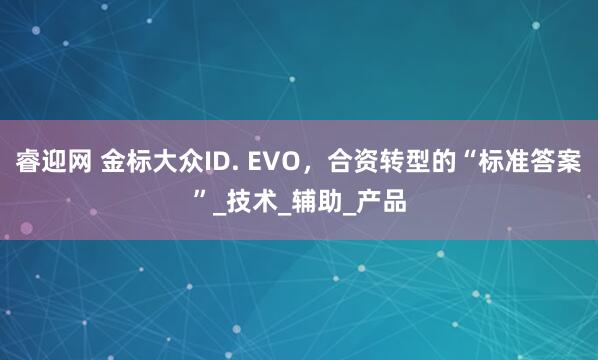 睿迎网 金标大众ID. EVO，合资转型的“标准答案”_技术_辅助_产品