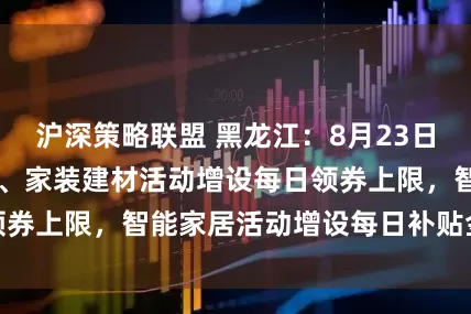 沪深策略联盟 黑龙江：8月23日起家电、3C产品、家装建材活动增设每日领券上限，智能家居活动增设每日补贴金额上限