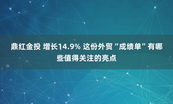 鼎红金投 增长14.9% 这份外贸“成绩单”有哪些值得关注的亮点